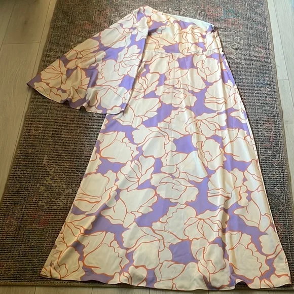 Alexis Leonette Maxi Dress Wisteria Purple Floral One Shoulder